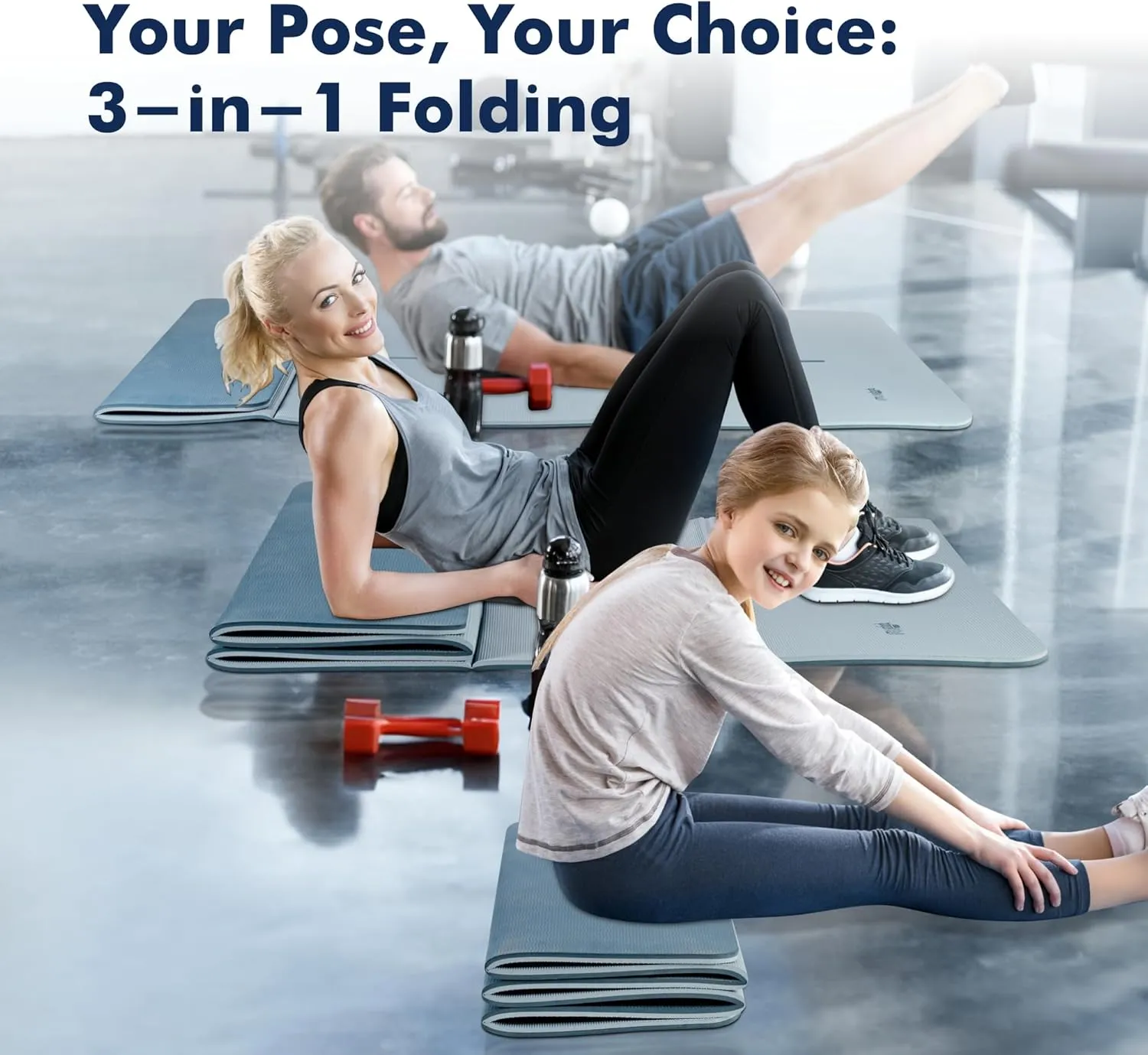 Foldable Yoga Mat for Travel(1/4" & 1/2" Thick) - Non-slip, Eco-friendly, Lightweight Folding Exercise Mat, Portable for Home Gym and Outdoor Pilates