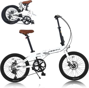 Folding Bike, Lightweight Aluminum Frame Foldable Bicycle 7-Speed, Front & Rear Disc Brakes,20-inch Wheels, Adjustable Seat Handlebar, Anti-Skid Tires for City Commuting, Fold Up Bike Men Women Adults