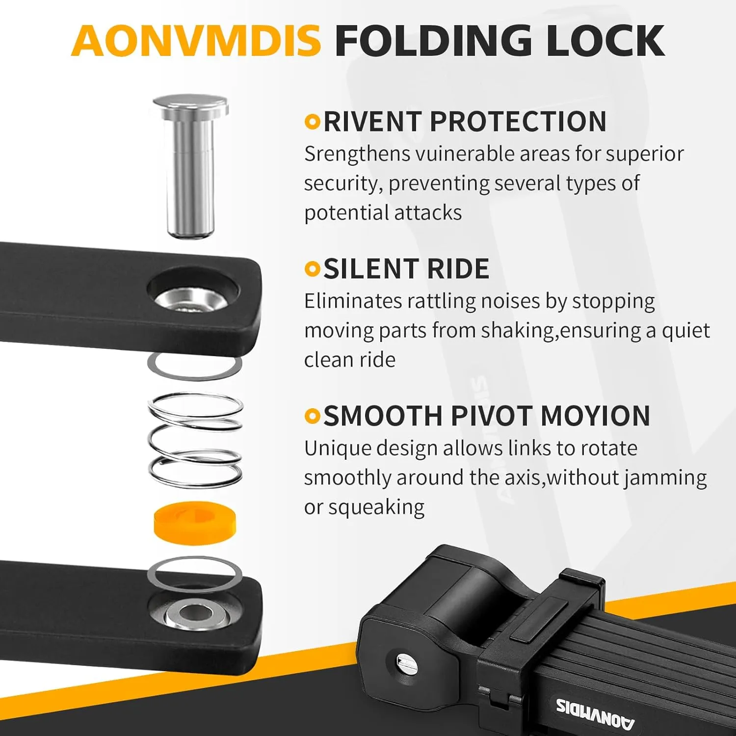 Folding Bike Lock Bicycle Scooter Folding Locks with 3Keys Heavy Duty Bike Lock with Easy Mounting Bracket Alloy Steel Foldable Lock
