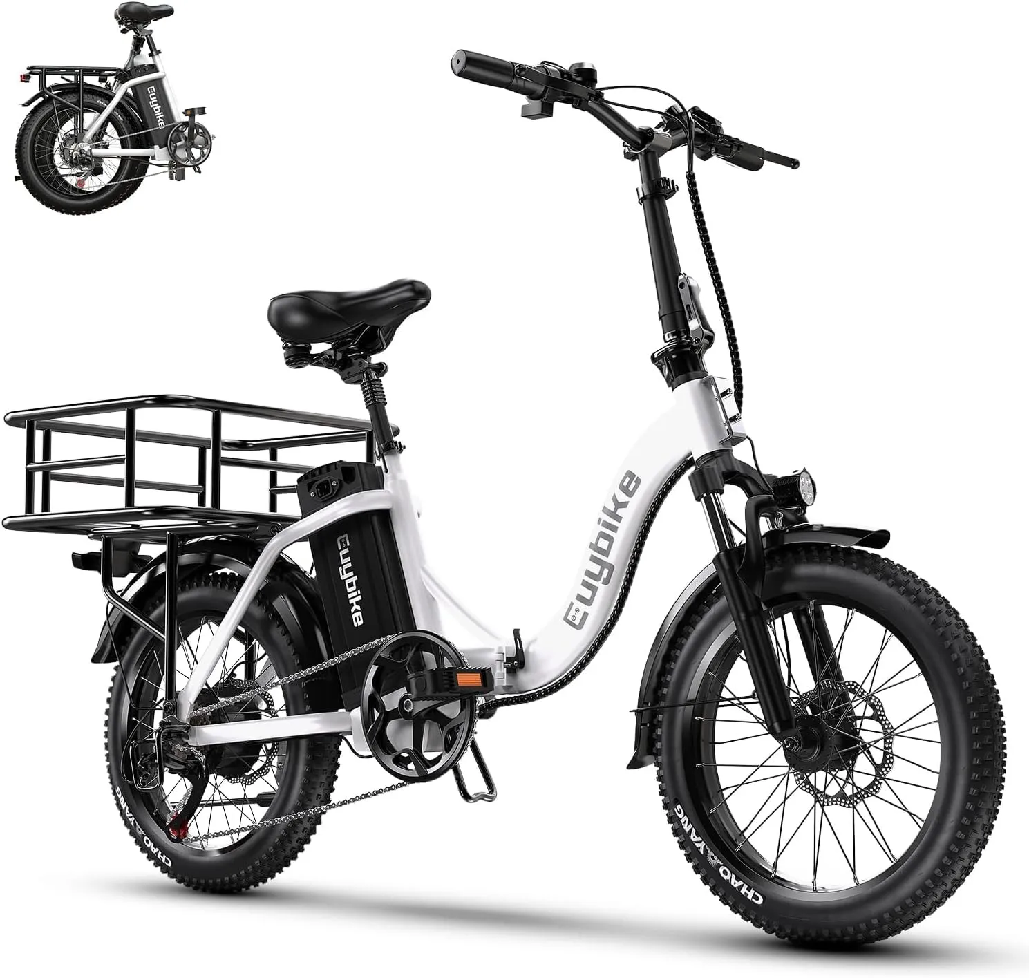Folding Electric Bike for Adults with Peak 1000W Motor, 48V 20AH Battery up to 30MPH 80 Miles, 20" Fat Tire All Terrain Ebike, Front Suspension 7-Speed Commuter E Bike, Step-Thru, UL Certified