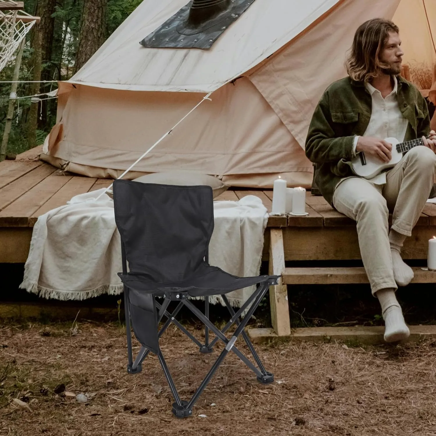 Folding Fishing Chair Lightweight Portable Camping Chair for Outdoor Use Compact Design for Fishing Hiking and Relaxing Nature