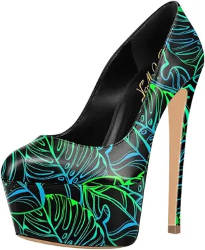 FOWT Women Chic Round Toe Platform Pumps Sexy 6 Inch Stiletto High Heels Dress Prom Wedding Slip On Shoes Size 4-15 US