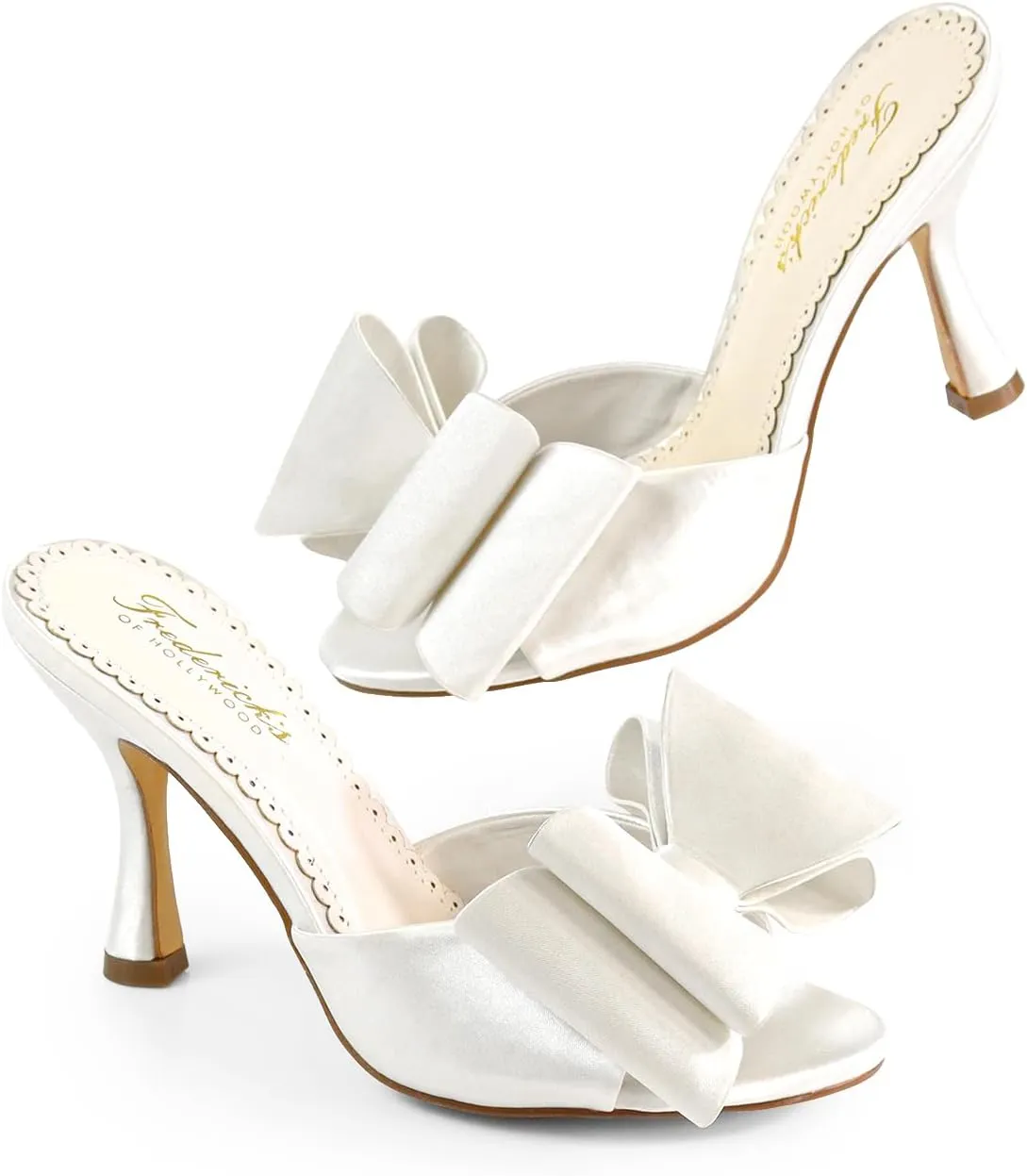 FREDERICK'S OF HOLLYWOOD Open Round Toe Bow W/Stiletto Heel, FOH-Nana