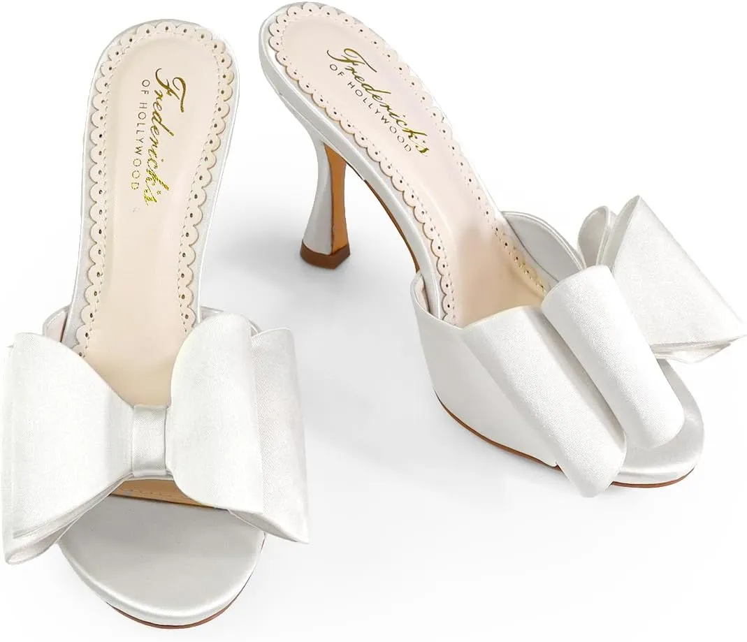 FREDERICK'S OF HOLLYWOOD Open Round Toe Bow W/Stiletto Heel, FOH-Nana