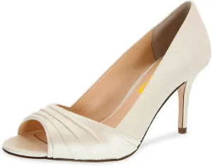 FSJ Women Elegant Slouch Peep Toe Pumps Glitter High Heels Stilettos Formal Office Shoe Size 4-15 US