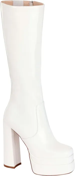 Fun Costumes GoGo Boots for Women Platform Knee High Boots Chunky Heels Mid Calf Size 11