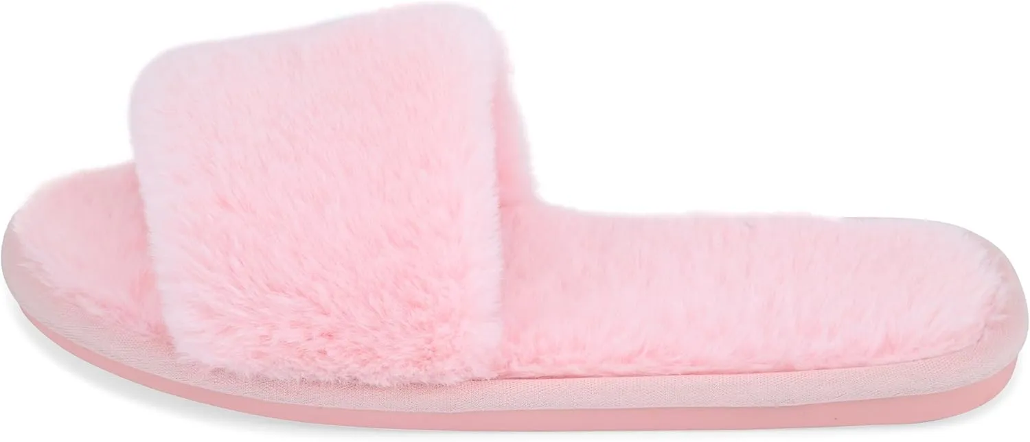 Fuzzy House Slippers for Women - Soft & Comfortable Womens Slippers with Open Toe Separators - Cute All Day Wear Casual Slip on Ladies Footwear for Indoor & Outdoor
