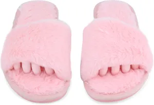 Fuzzy House Slippers for Women - Soft & Comfortable Womens Slippers with Open Toe Separators - Cute All Day Wear Casual Slip on Ladies Footwear for Indoor & Outdoor