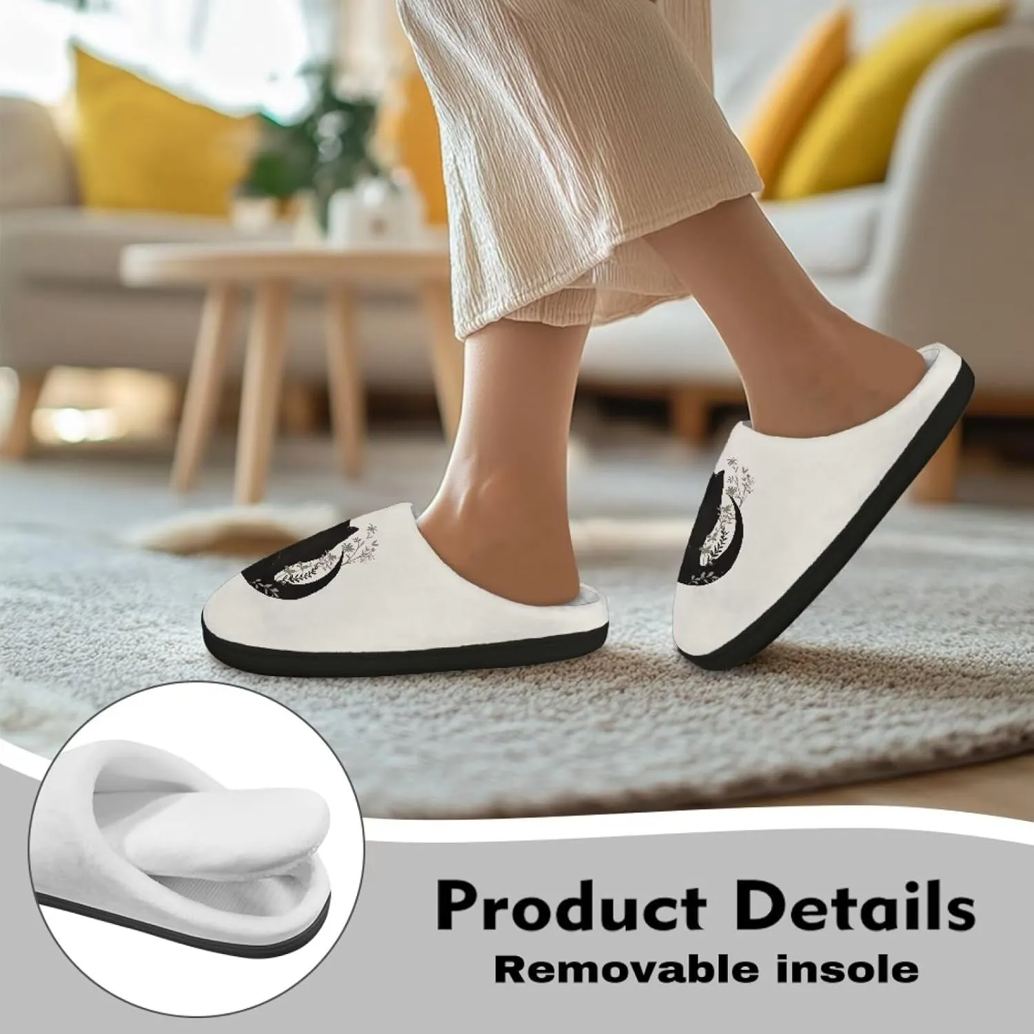 Fuzzy Memory Foam Cozy Slippers for Womem Indoor Home Womens Slip On House Shoes with Rubber Soles Size 4-12
