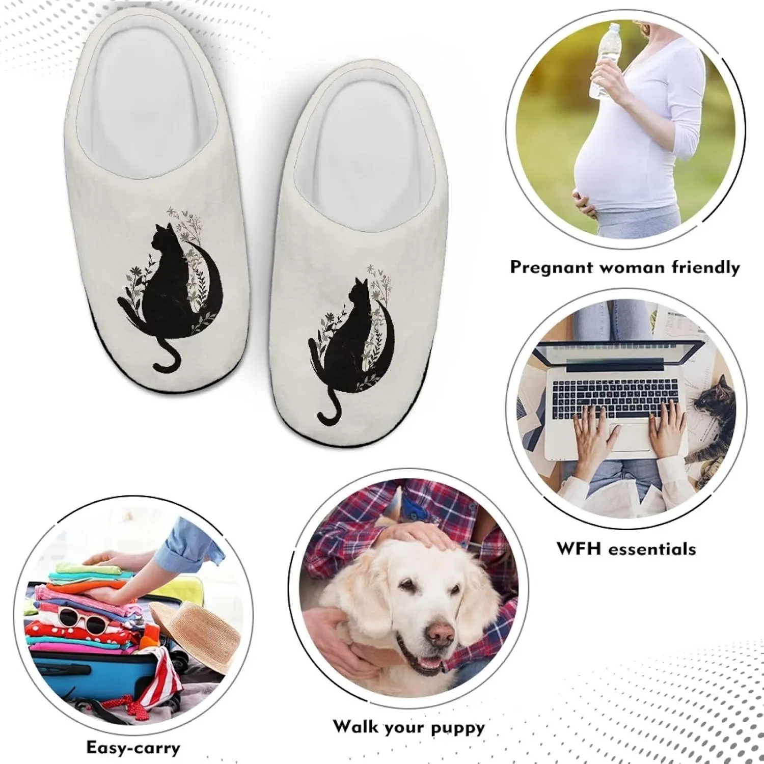 Fuzzy Memory Foam Cozy Slippers for Womem Indoor Home Womens Slip On House Shoes with Rubber Soles Size 4-12
