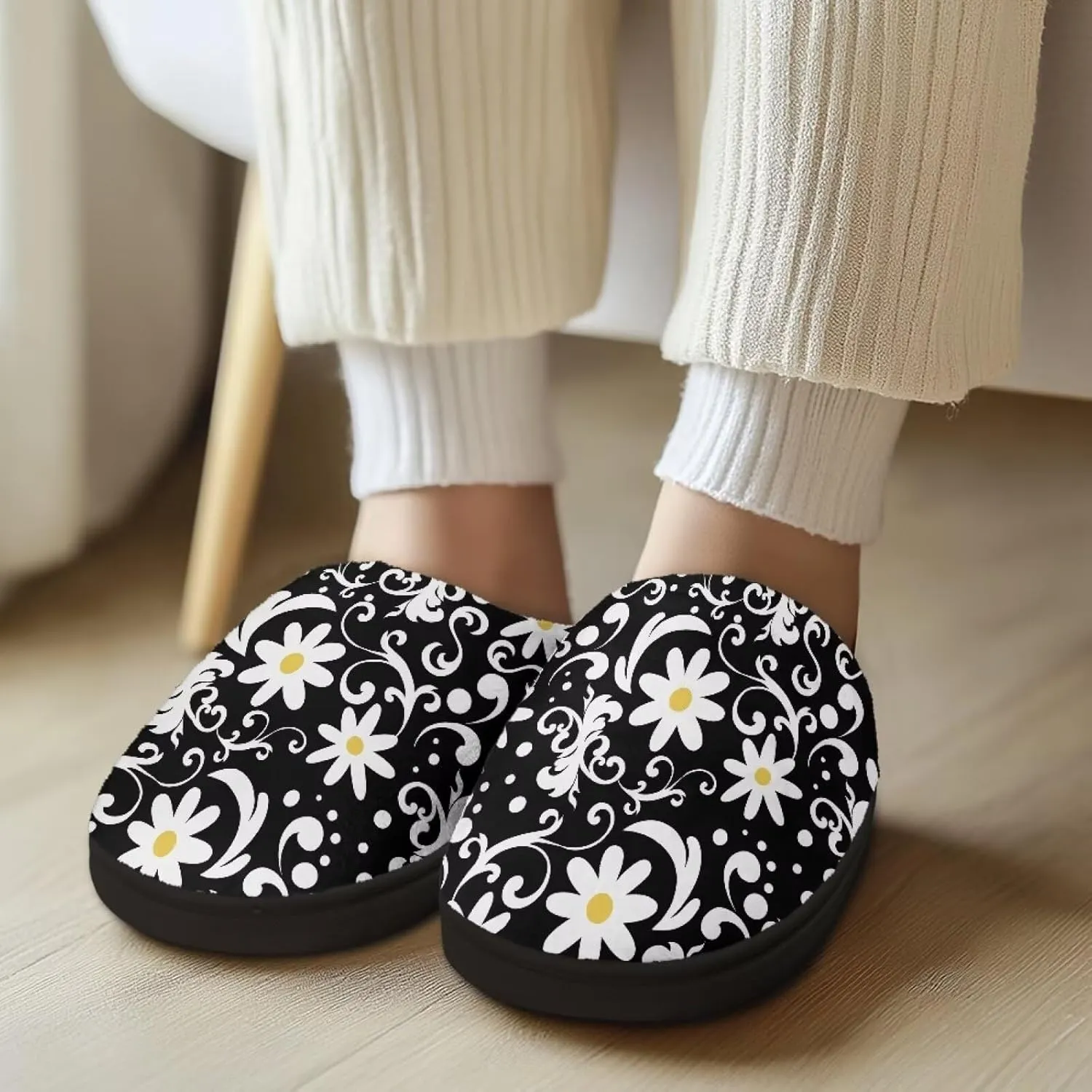 Fuzzy Slippers for Women Everyday Holiday Party Wear Warm Soft Anti-Slip
