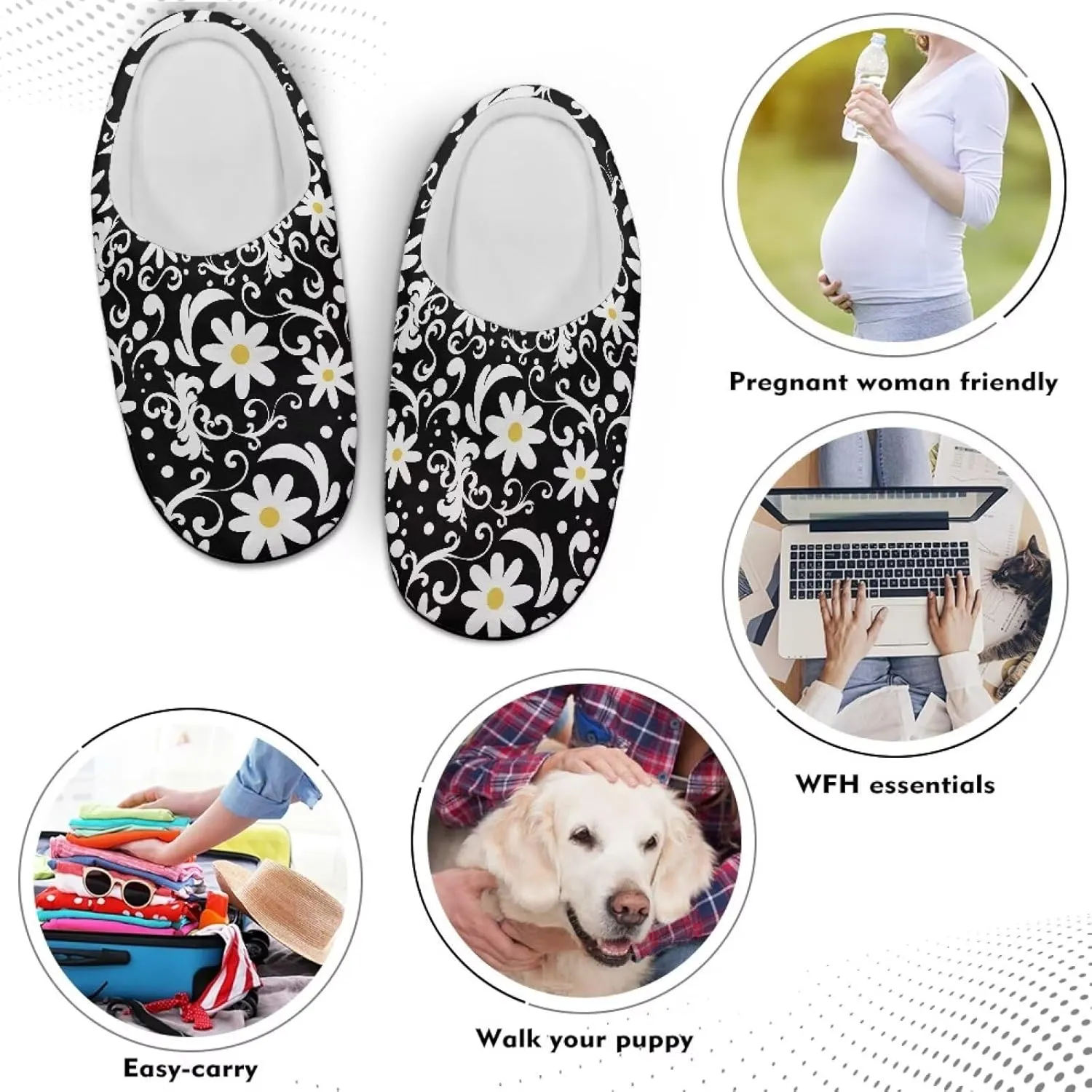 Fuzzy Slippers for Women Everyday Holiday Party Wear Warm Soft Anti-Slip