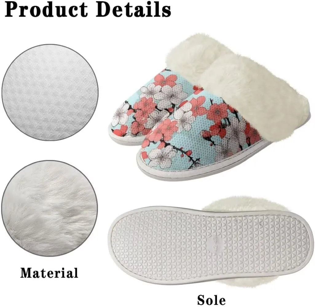 Fuzzy Slippers for Women Men Non-Slip Winter Home Shoes Unisex Soft House Slippers
