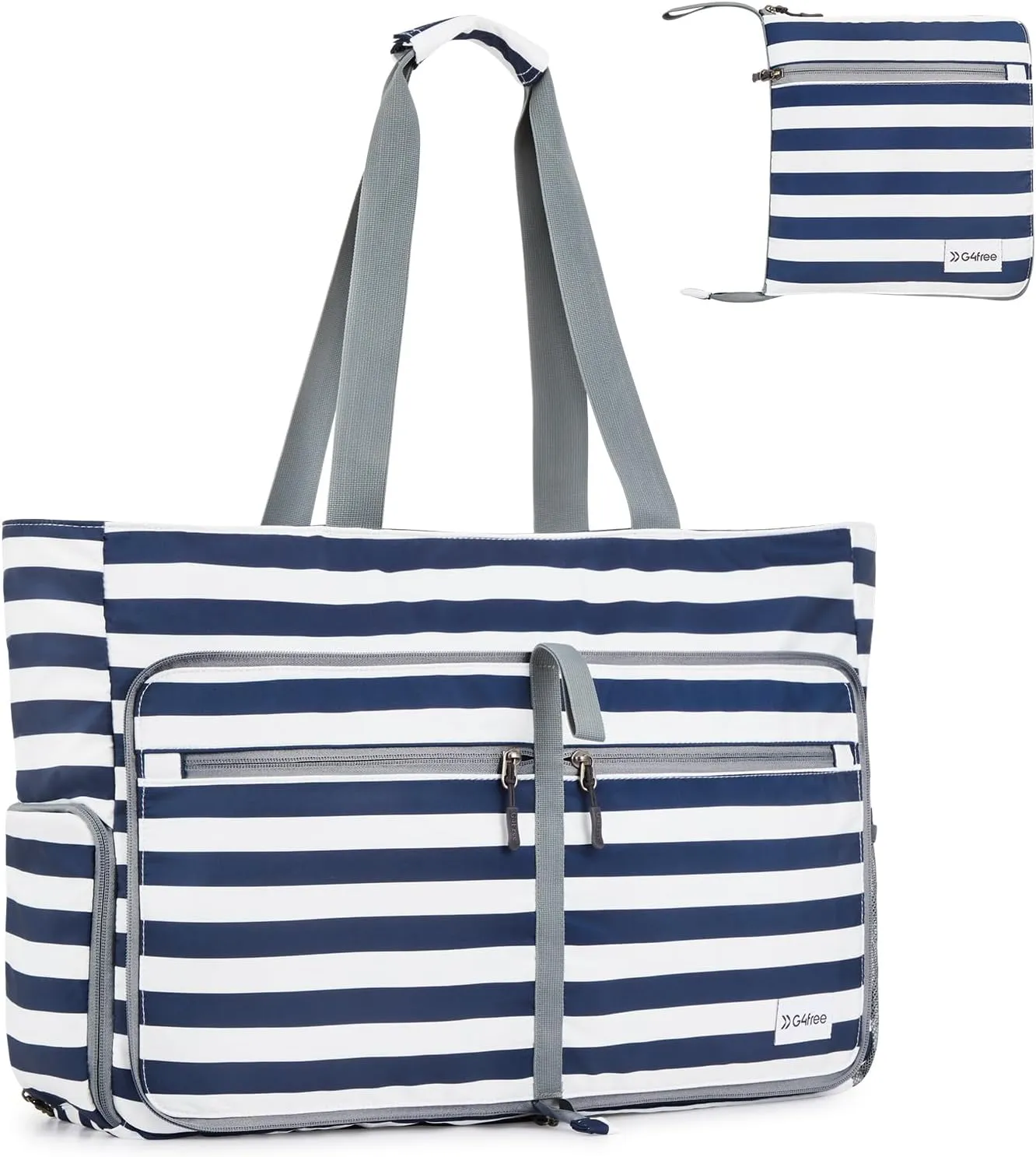 G4Free Beach Bags for Women, Large Foldable Travel Tote Bag with Zipper, Waterproof Sandproof Beach Tote Pool Bag