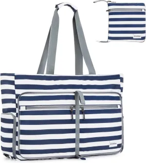 G4Free Beach Bags for Women, Large Foldable Travel Tote Bag with Zipper, Waterproof Sandproof Beach Tote Pool Bag