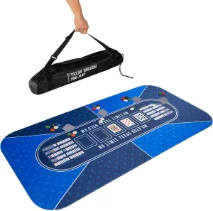 GAMBLUXE 47"X23" / 70"X35" Professional Poker Mat for Table - Smooth Water Repellent Poker Top for Table Nonslip Portable Texas Hold'em Poker Mat   Carrying/Storage Bag for Poker Games, (Blue)