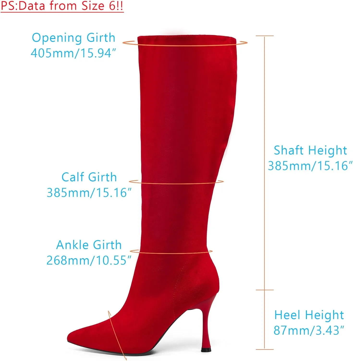 GENSHUO Knee High Heel Boots for Women Elegant Pointed Toe Stiletto Boots Trendy Side Zipper Women’s Heel Stylish and Sexy Design
