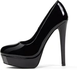 GENSHUO Platform Pumps Closed Toe Stilettos Heels Sexy Pumps High Heels for Women Round Toe Party Club Wedding Prom Stilettos