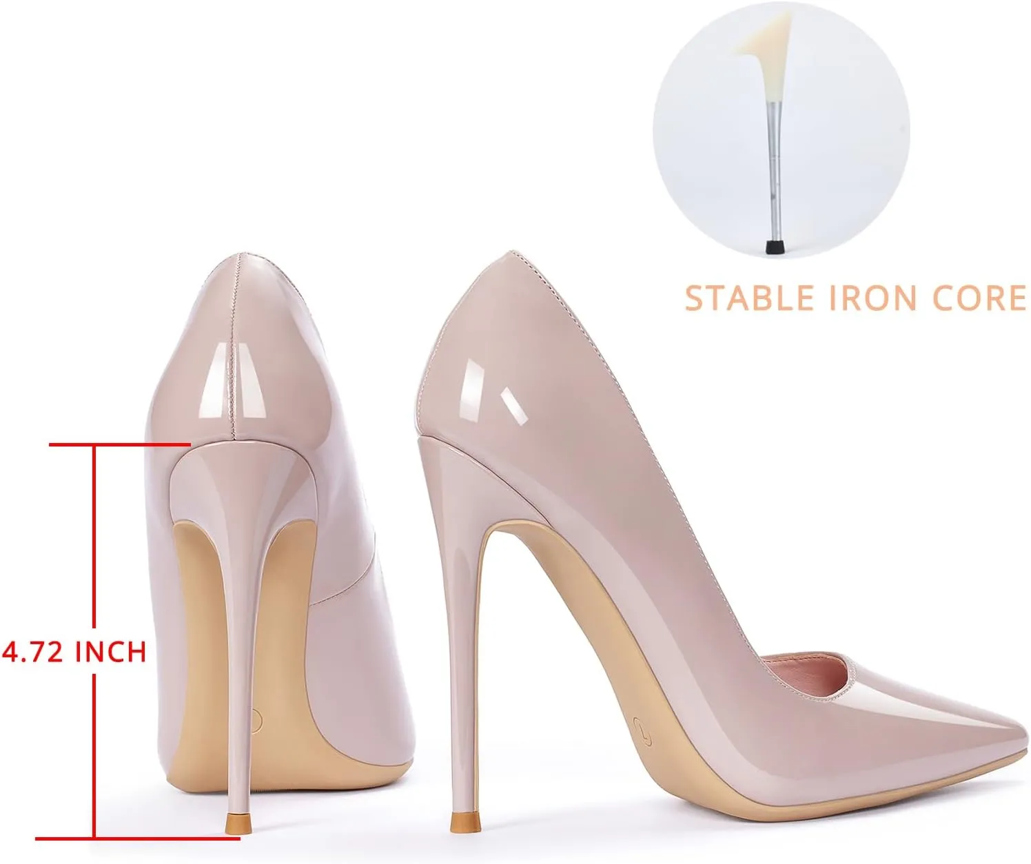 GENSHUO Women's High Heels for Women Classic Pointed Closed Toe Heels Sexy Stiletto Pumps Elegant Classy Wedding Bridal Party Dress Shoes