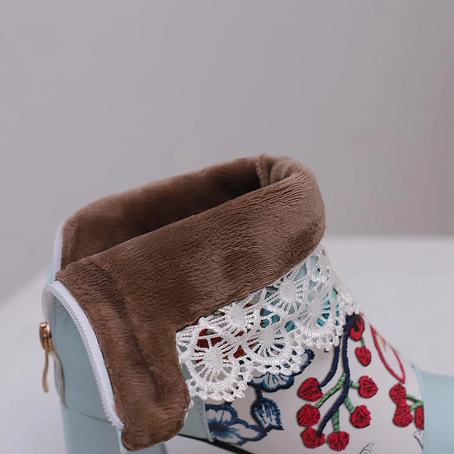 Gicoiz Women Elegant Floral Chelsea Ankle Boots Block Heel