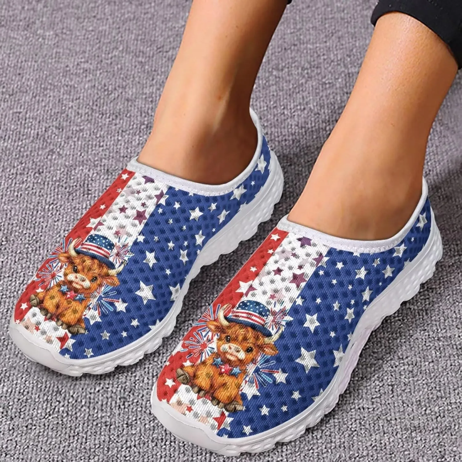 GIFTPUZZ Women Men Casual Non Slip Comfort Walking Shoes Soft Lightweight Slip On Sneakers
