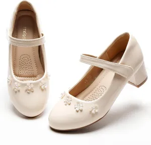 Girls Dress Shoes Low Heel Flower Girls Wedding Party Mary Jane Princess Shoes for Toddler Little Kid Big Kid