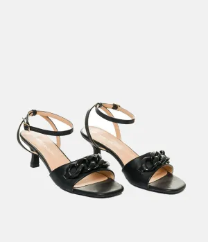 Glam Mid Heel Black Sandals