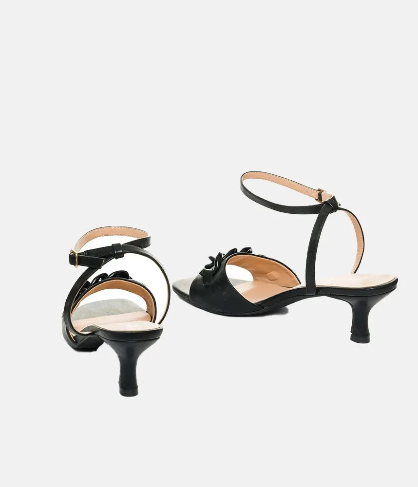 Glam Mid Heel Black Sandals