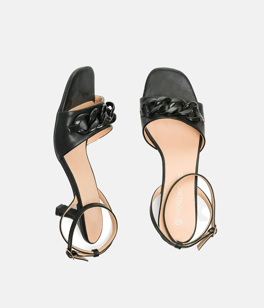 Glam Mid Heel Black Sandals