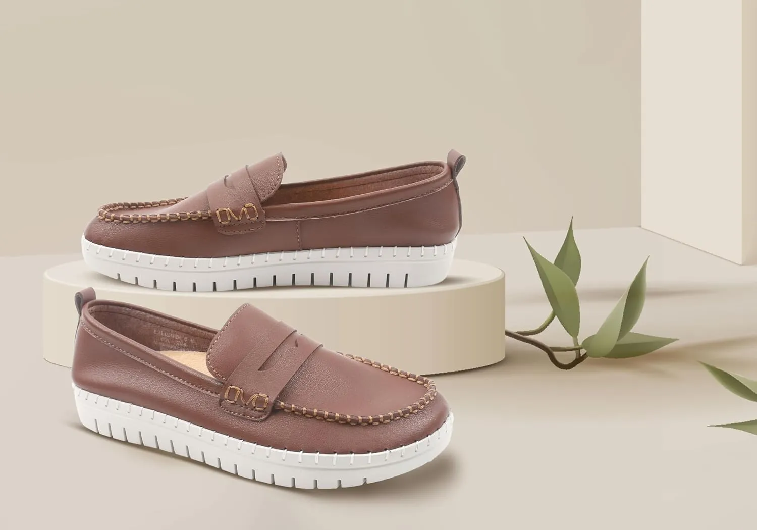 Glolily Elle Loafer Women's Comfort Sneaker - Orthotic Lightweight & Flexible Walking Shoes with Arch Support, Comfortable Casual Fashion Shoes for Women
