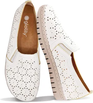 Glolily Elle Perf Women's Comfort Sneakers - Orthotic Lightweight & Flexible Walking Shoes with Arch Support, Comfortable Casual Fashion Shoes for Women