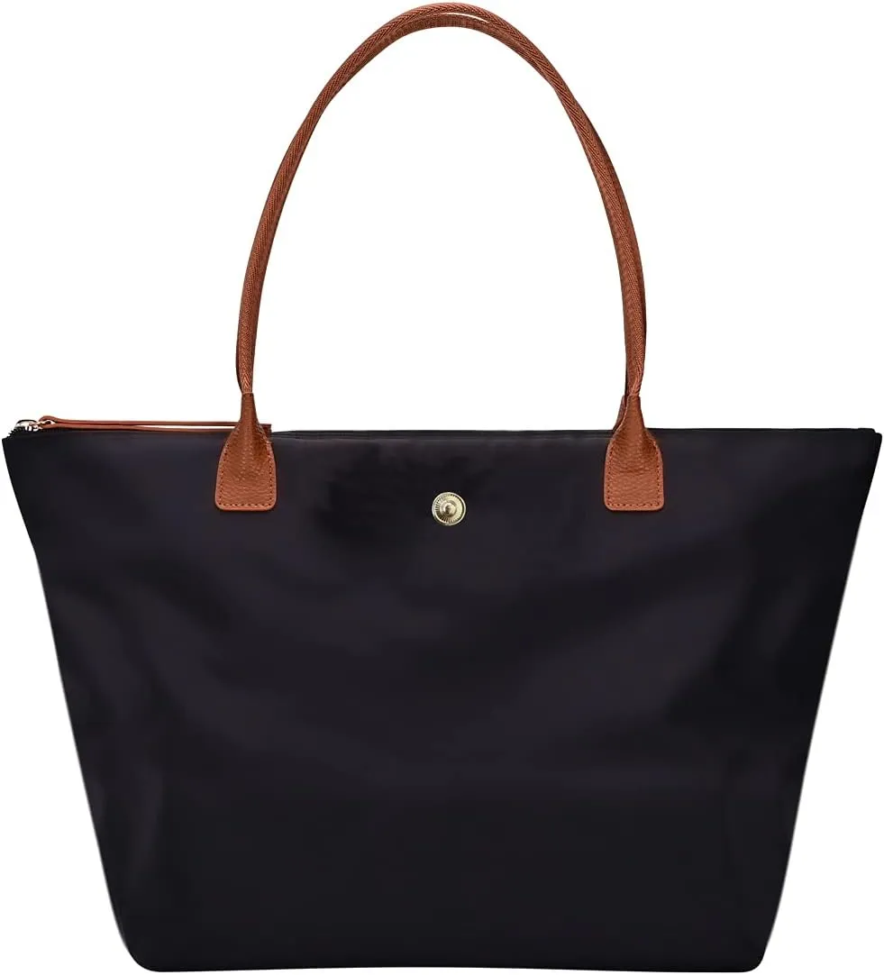 GM LIKKIE Shoulder Tote Bag for Women, Nylon Top-Handle Purse, Foldable Weekend Hobo Handbag (Black2)