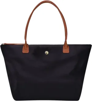 GM LIKKIE Shoulder Tote Bag for Women, Nylon Top-Handle Purse, Foldable Weekend Hobo Handbag (Black2)