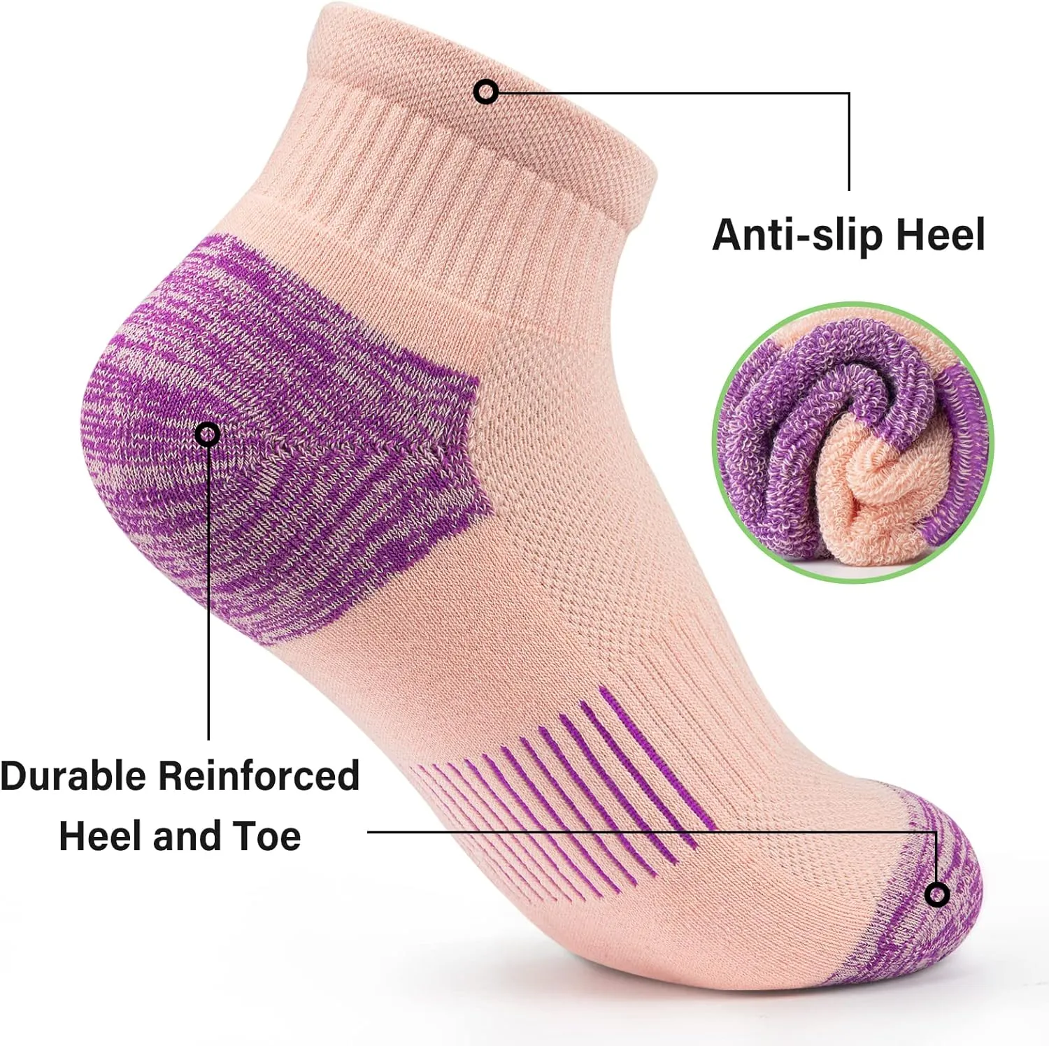 Gonii Ankle Socks Womens Athletic Thick Cushioned Running Hiking Low Cut 5-Pairs