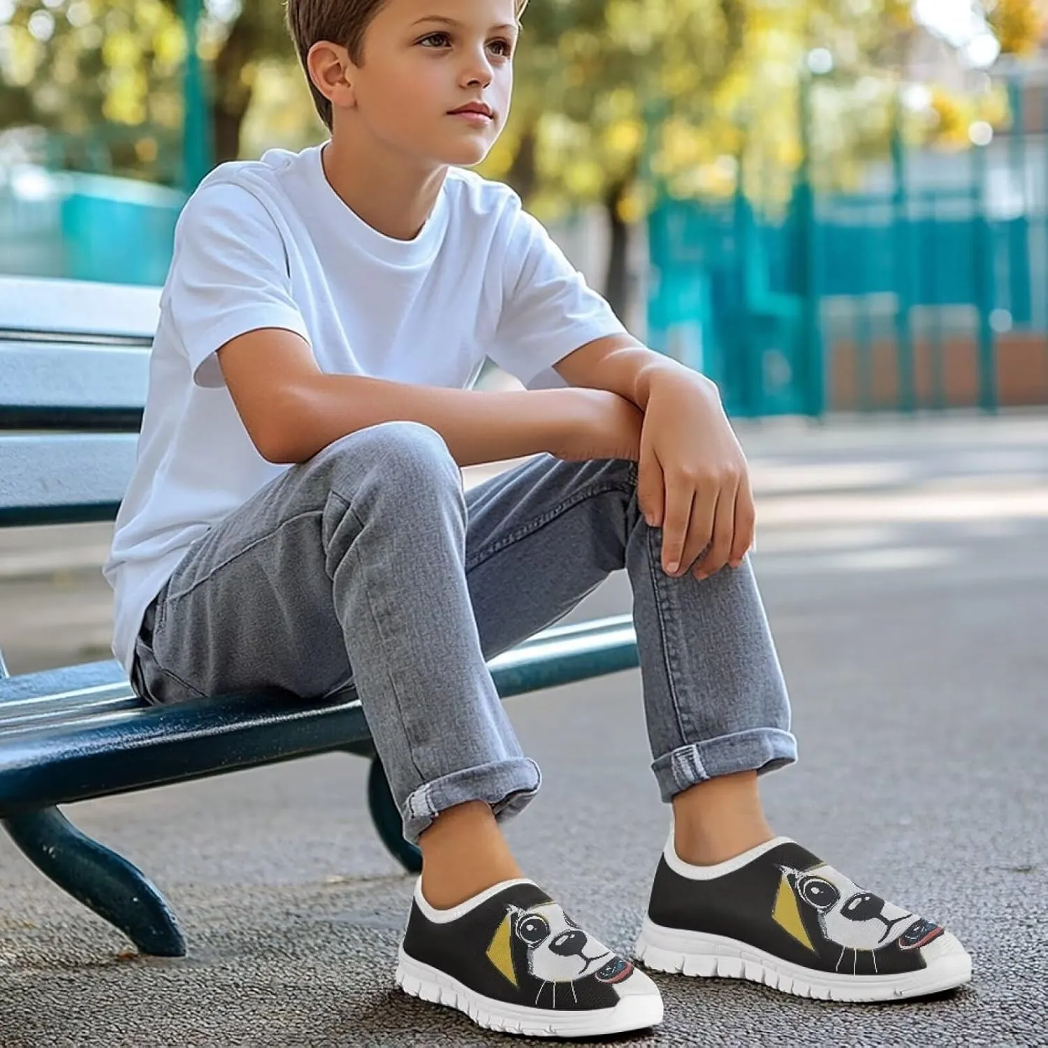 GOSTONG Kids Boys Slip On Sneakers Soft Loafers Low Top Non Slip Casual Walking Shoe Ooutdoor Flat Sports Shoes White Sole Size 11-15