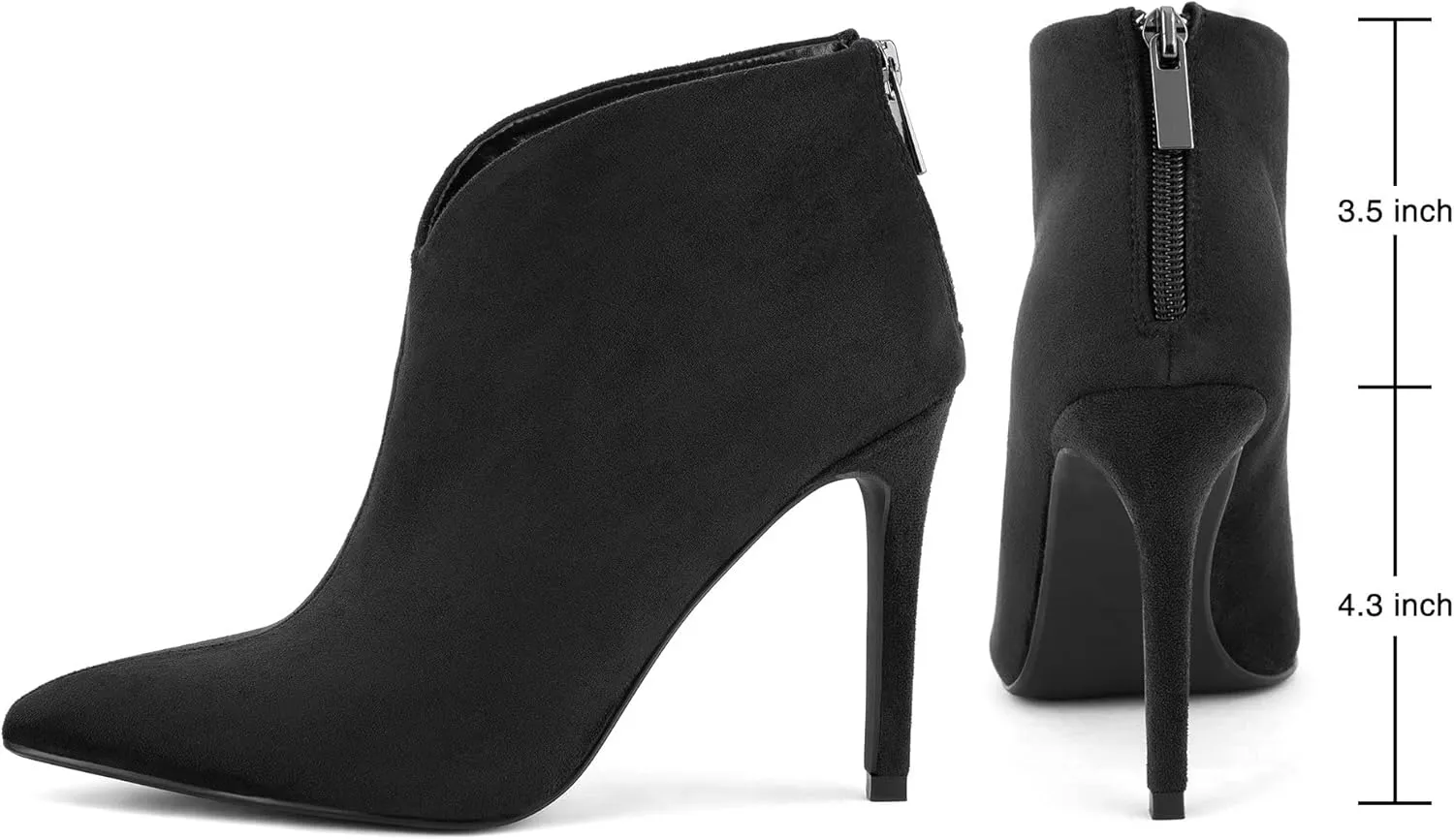 Greatonu Women's High Heel Boots Sexy Stiletto V Shape Pointy Toe Ankle Booties