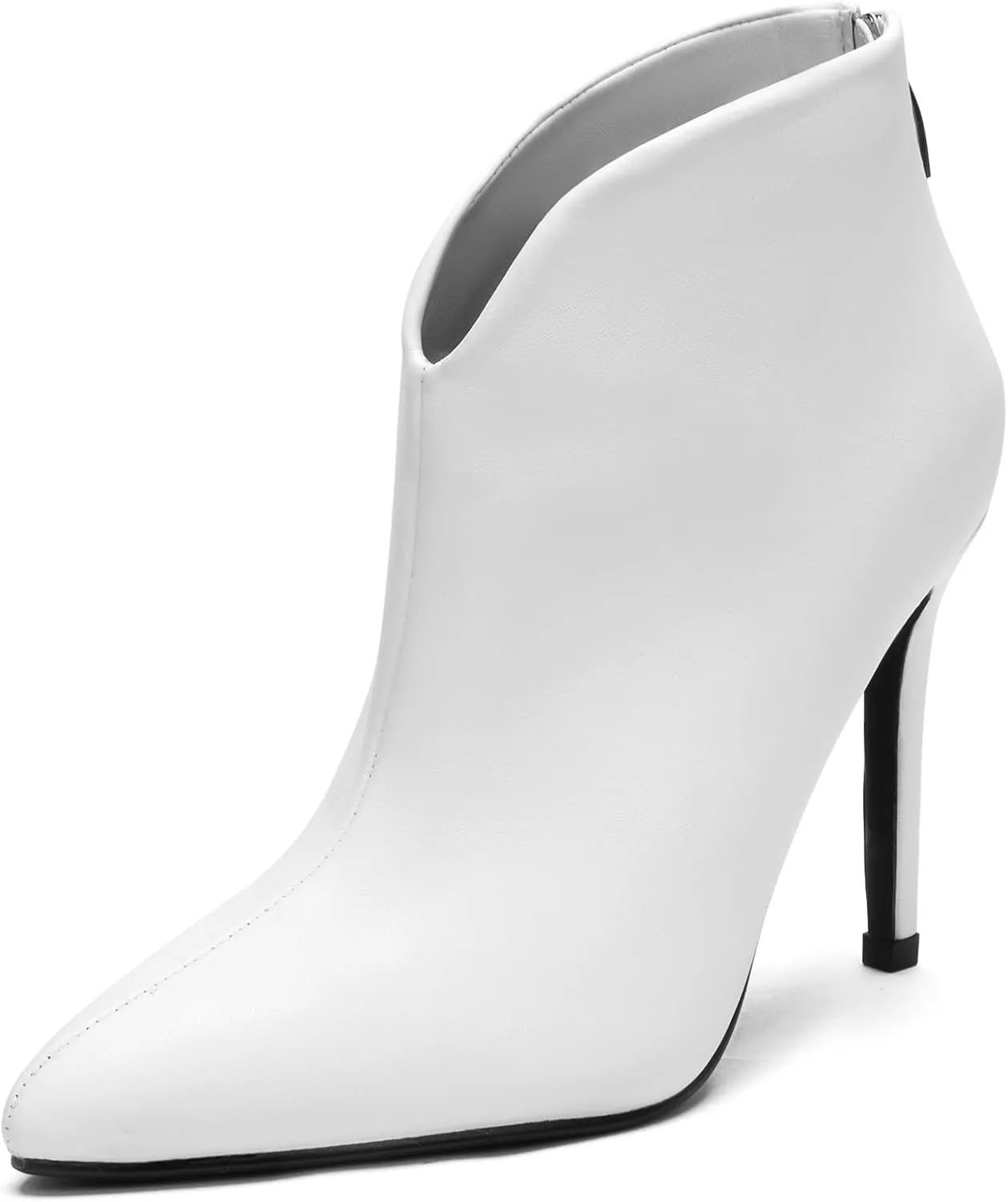 Greatonu Women's High Heel Boots Sexy Stiletto V Shape Pointy Toe Ankle Booties
