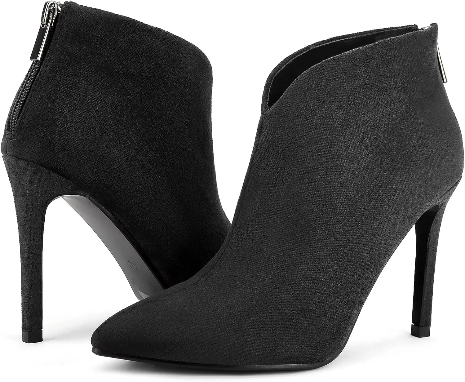 Greatonu Women's High Heel Boots Sexy Stiletto V Shape Pointy Toe Ankle Booties