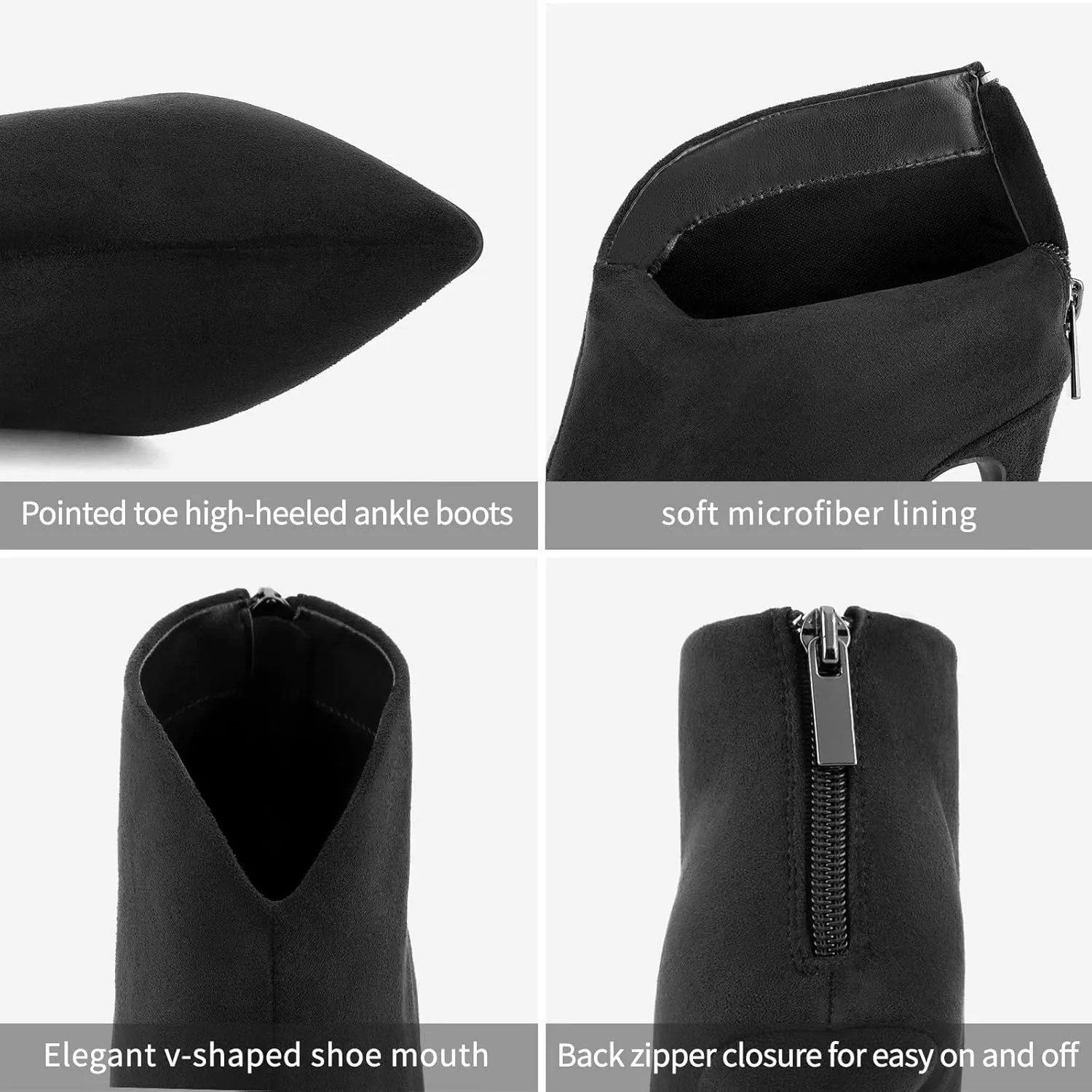 Greatonu Women's High Heel Boots Sexy Stiletto V Shape Pointy Toe Ankle Booties