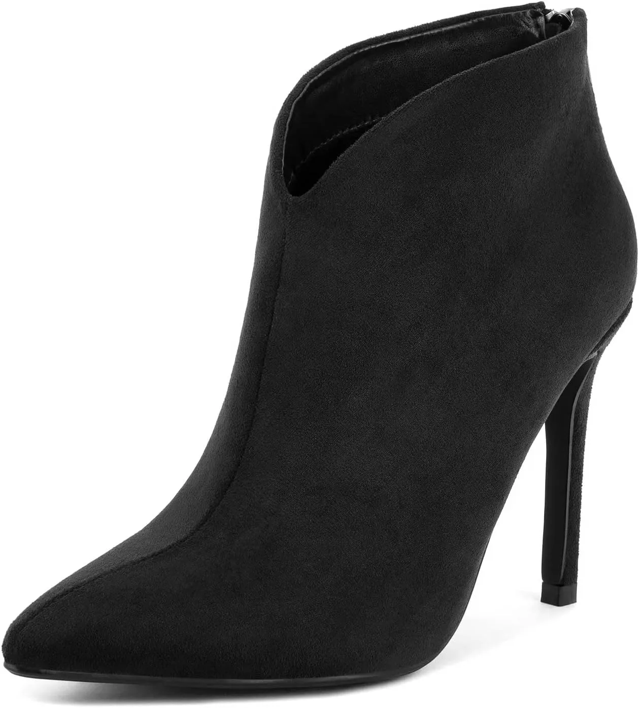 Greatonu Women's High Heel Boots Sexy Stiletto V Shape Pointy Toe Ankle Booties