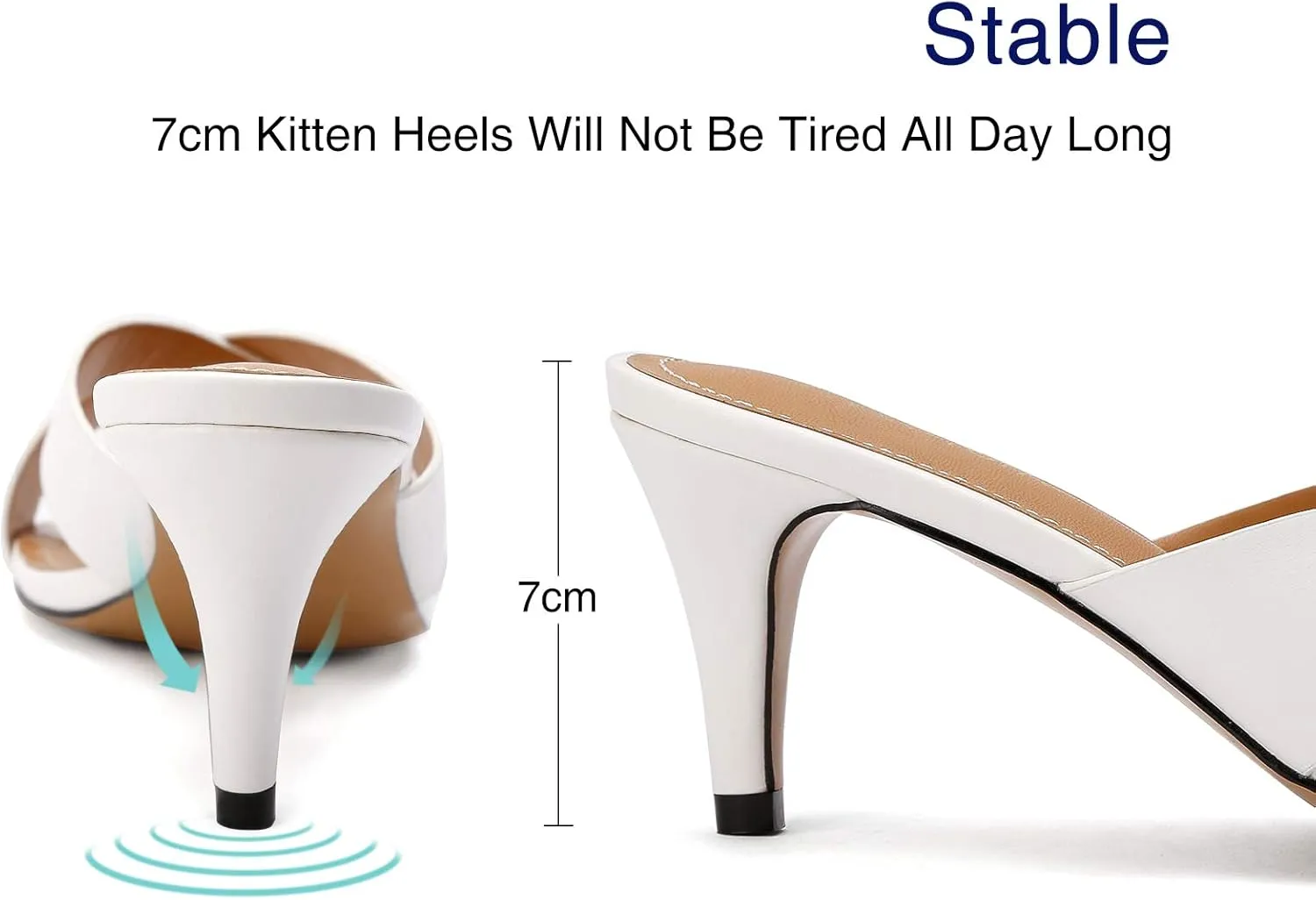 Greatonu Women's Square Toe Summer Heels Mules Cross Strap Slip on 2.5 Inch kitten Heeled Sandals