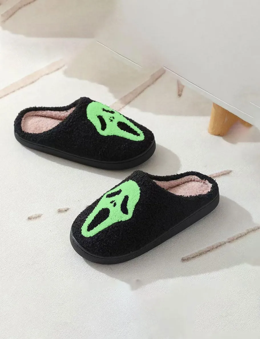 Halloween Slippers For Women Skull Cartoon Slippers For Couples, Indoor Home Slippers Men,Slip on Anti-Skid Sole