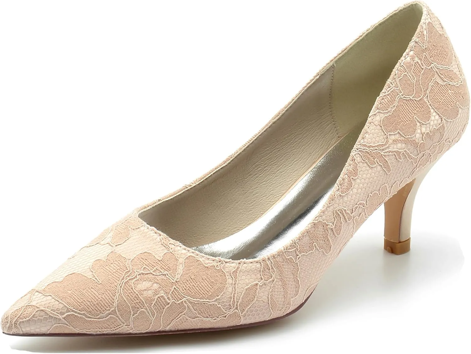 Hanfike Wedding Heels for Women Slip-on Lace Elegant Bridal Formal Party Evening Pumps JY050