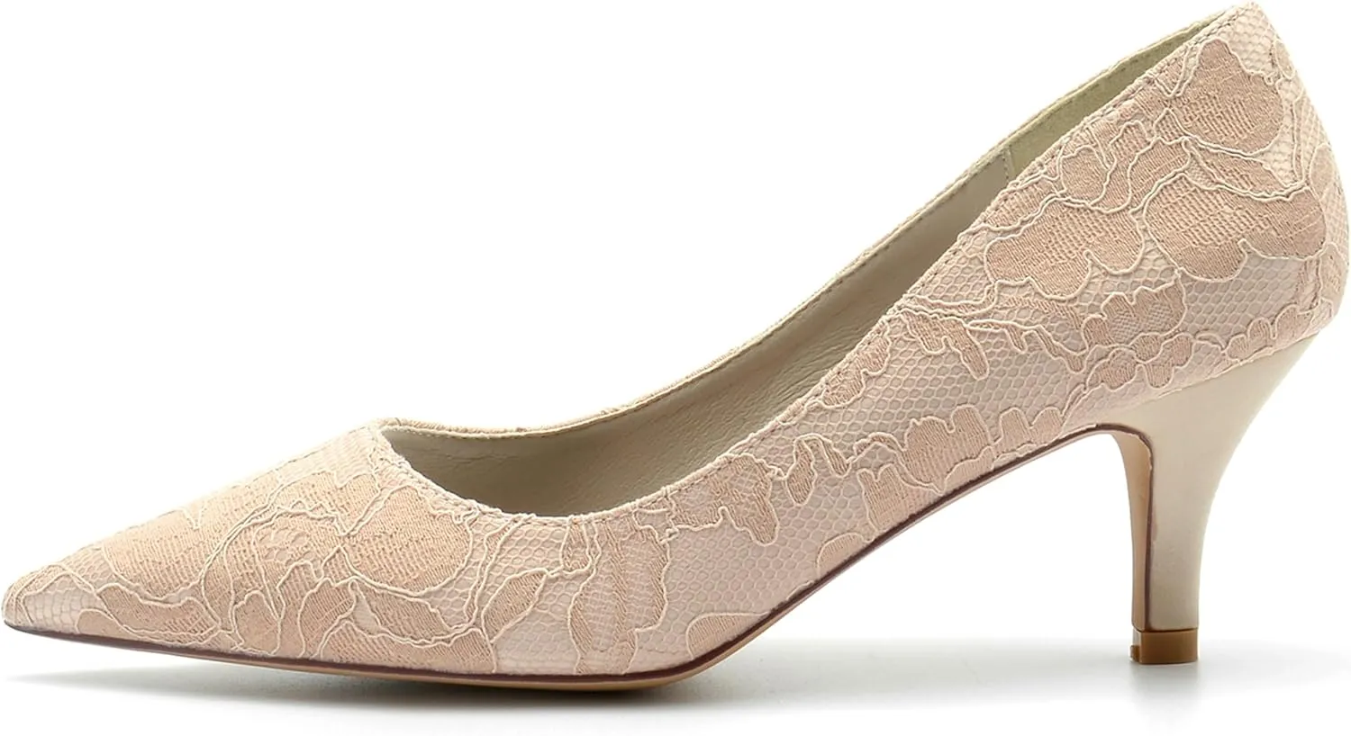 Hanfike Wedding Heels for Women Slip-on Lace Elegant Bridal Formal Party Evening Pumps JY050
