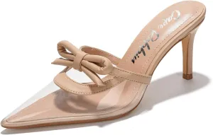 Hanny Elegant Bow Kitten Heels - Classy Women's Mules