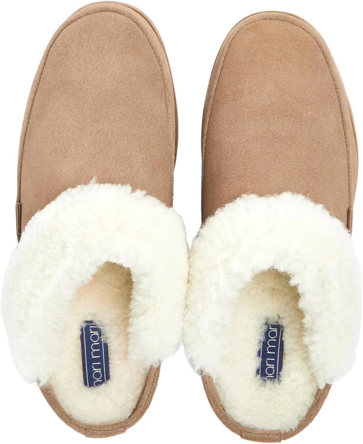 Hari Mari- Tia- Women’s Premium Slide On Suede Leather Mule with Shearling Lining- Soft Squeeze Comfortable Footbeds, Treated Leather, and Rubber Outsoles