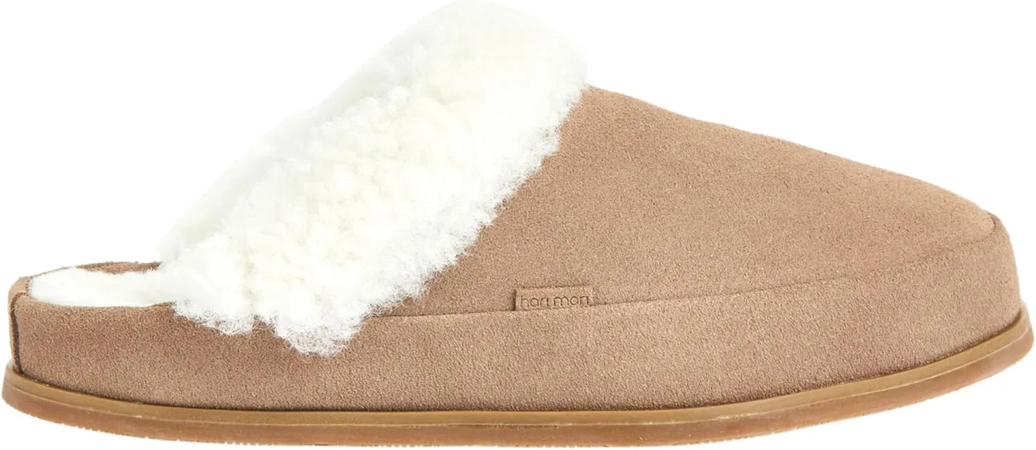Hari Mari- Tia- Women’s Premium Slide On Suede Leather Mule with Shearling Lining- Soft Squeeze Comfortable Footbeds, Treated Leather, and Rubber Outsoles
