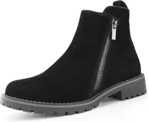 Hawkwell Women's Suede Leather Low Heel Zipe up Ankle Boots