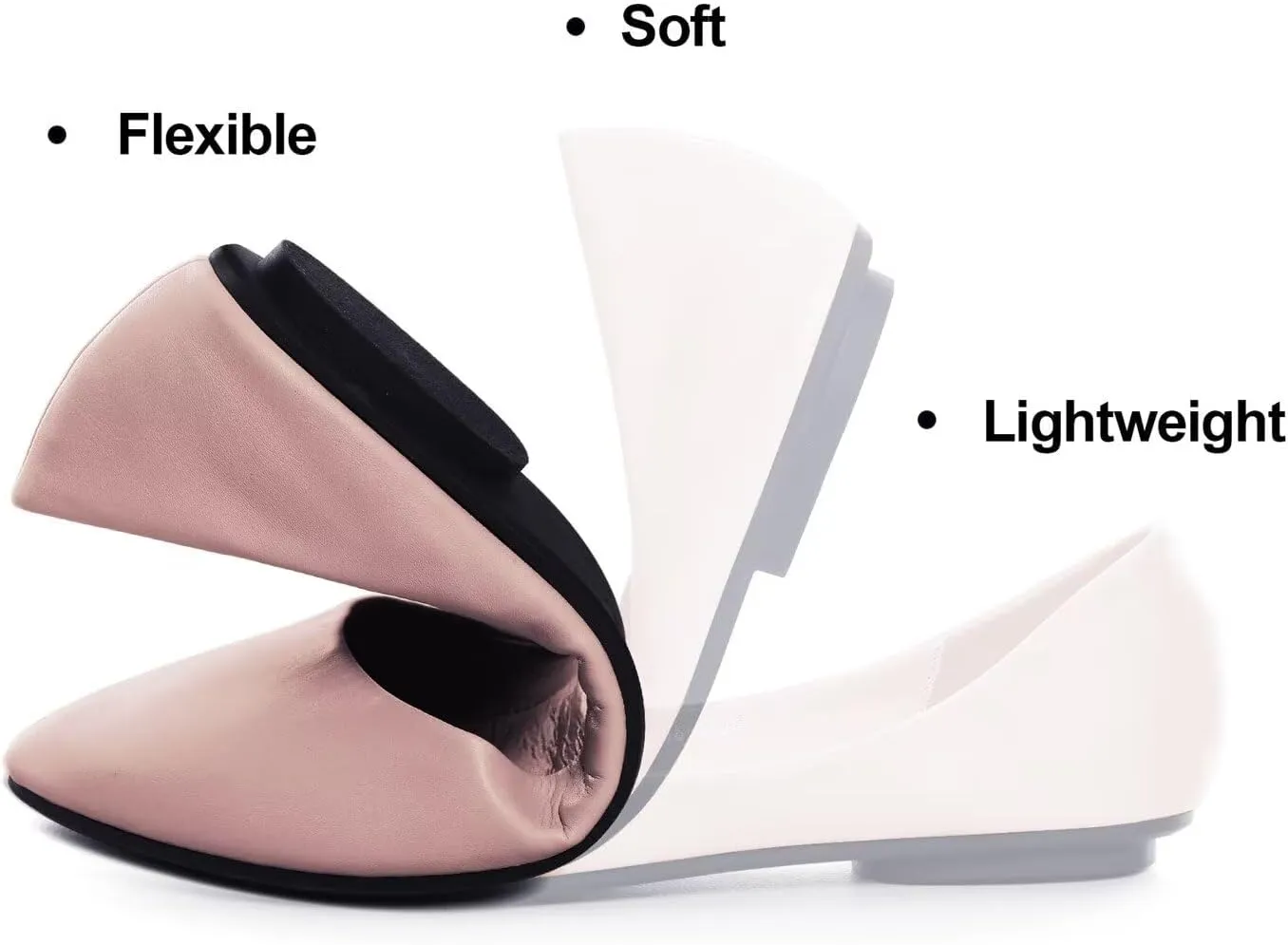 Hee grand Flats for Women Dressy Pointy Toe Ballet Flats Lightweight Foldable Slip on Loafers Soft Leather Comfortable Work Flats