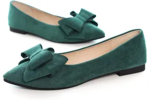 Hee grand Flats for Women Dressy Pointy Toe Ballet Flats Lightweight Foldable Slip on Loafers Soft Leather Comfortable Work Flats